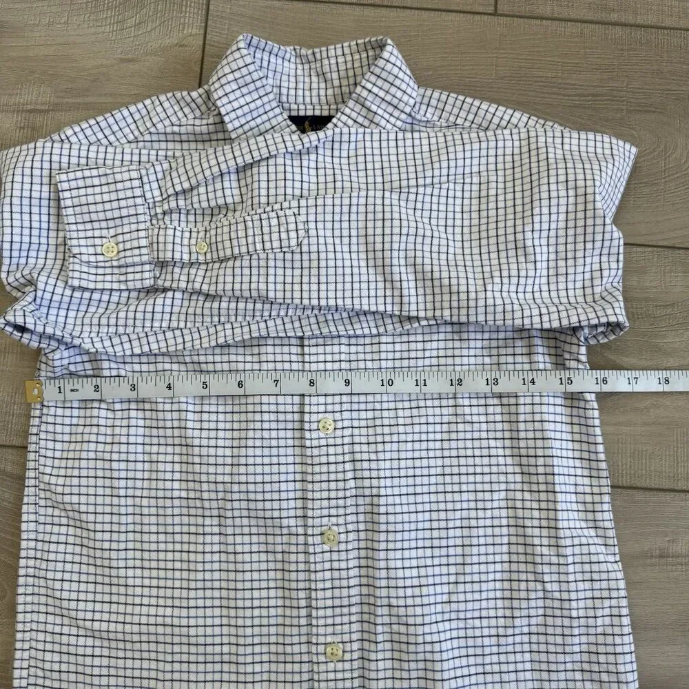 Ralph Lauren Kids Boys Plaid Long Sleeve Button Down Shirt Size 12 Blue White
